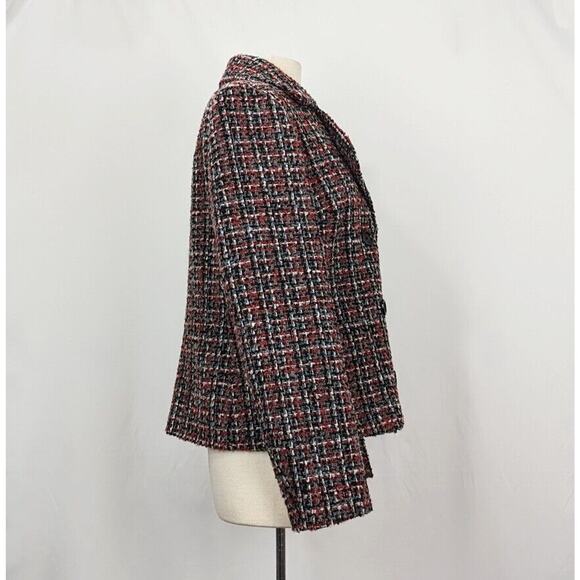 J. Peterman Jacket Black Colorful Tweed Double Breasted Blazer Misses Size 12 - Picture 3 of 8
